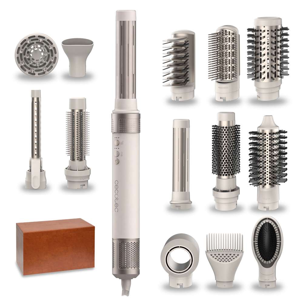 Moldeador Cecotec CeramicCare 14 en1 AirGlamc con 3 velocidades y 3 temperaturas - Champagne Champagne-3