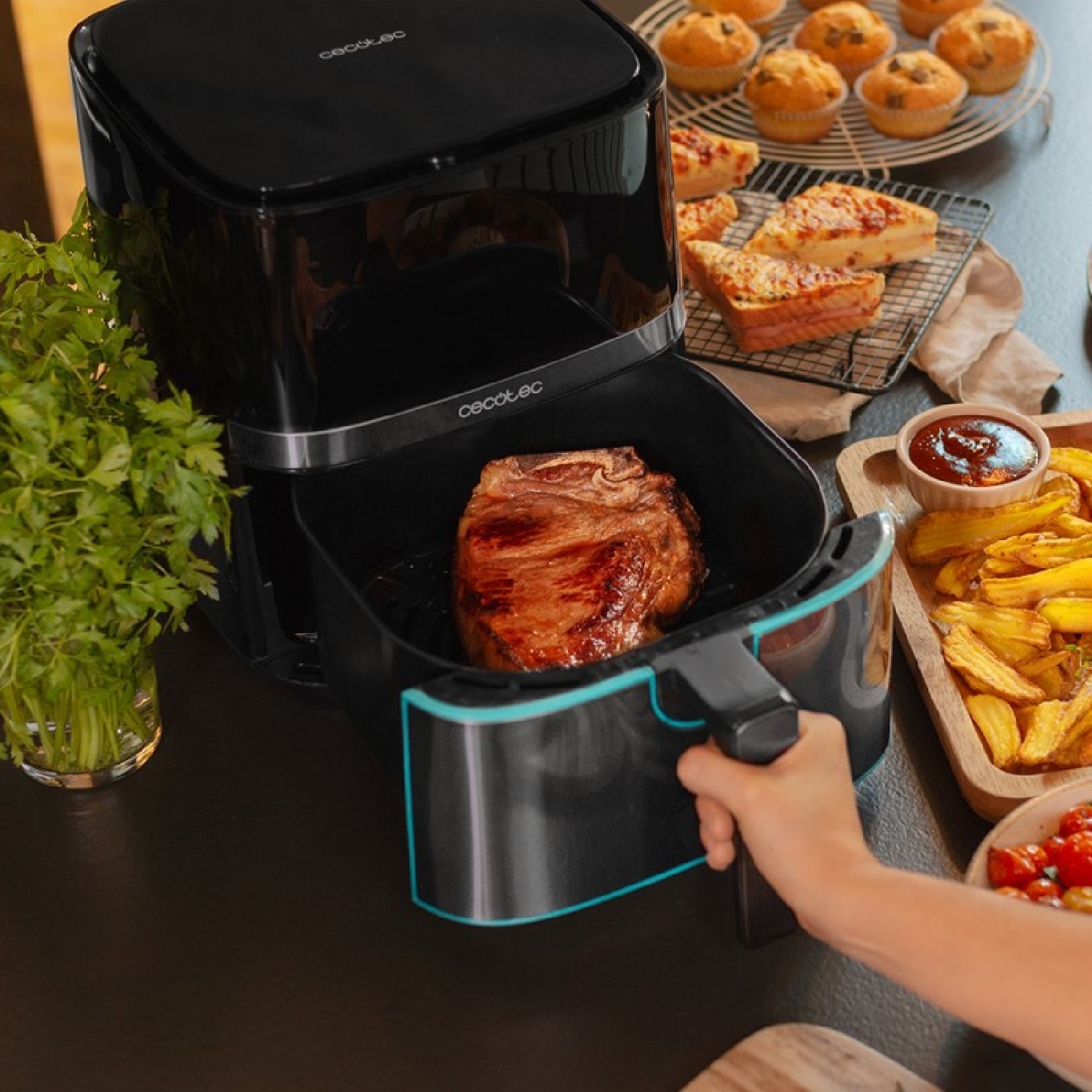 Imagen 5 de Freidora sin aceite Cecotec Cecofry Full Inox Pro 5500 de 5,5 L, con accesorios - Inox Inox