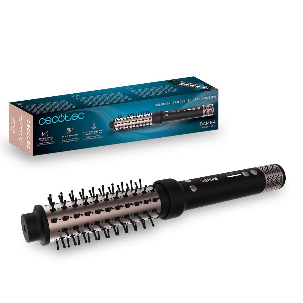 Cepillo alisador Cecotec InstantCare Curly AirFlow - Negro Negro-1