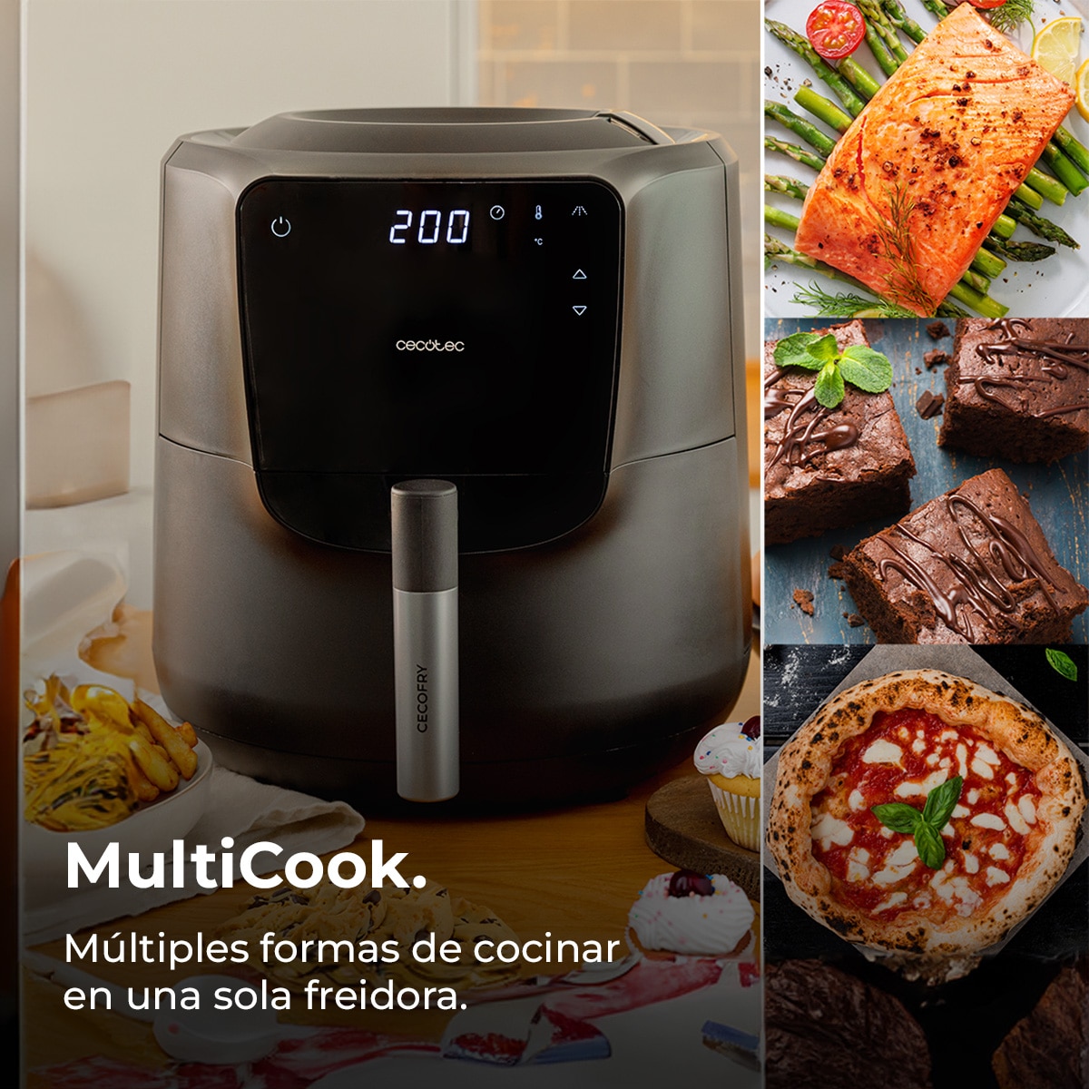 Freidora de aire Ceoctec Cecofry Rain M 5,5L - Negro Negro-5