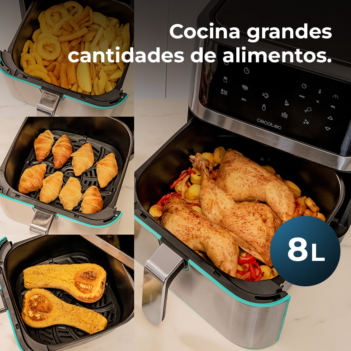 Freidora de aire sin aceite Cecotec doble Cecofry Supreme 8000 8L - Negro Negro-3