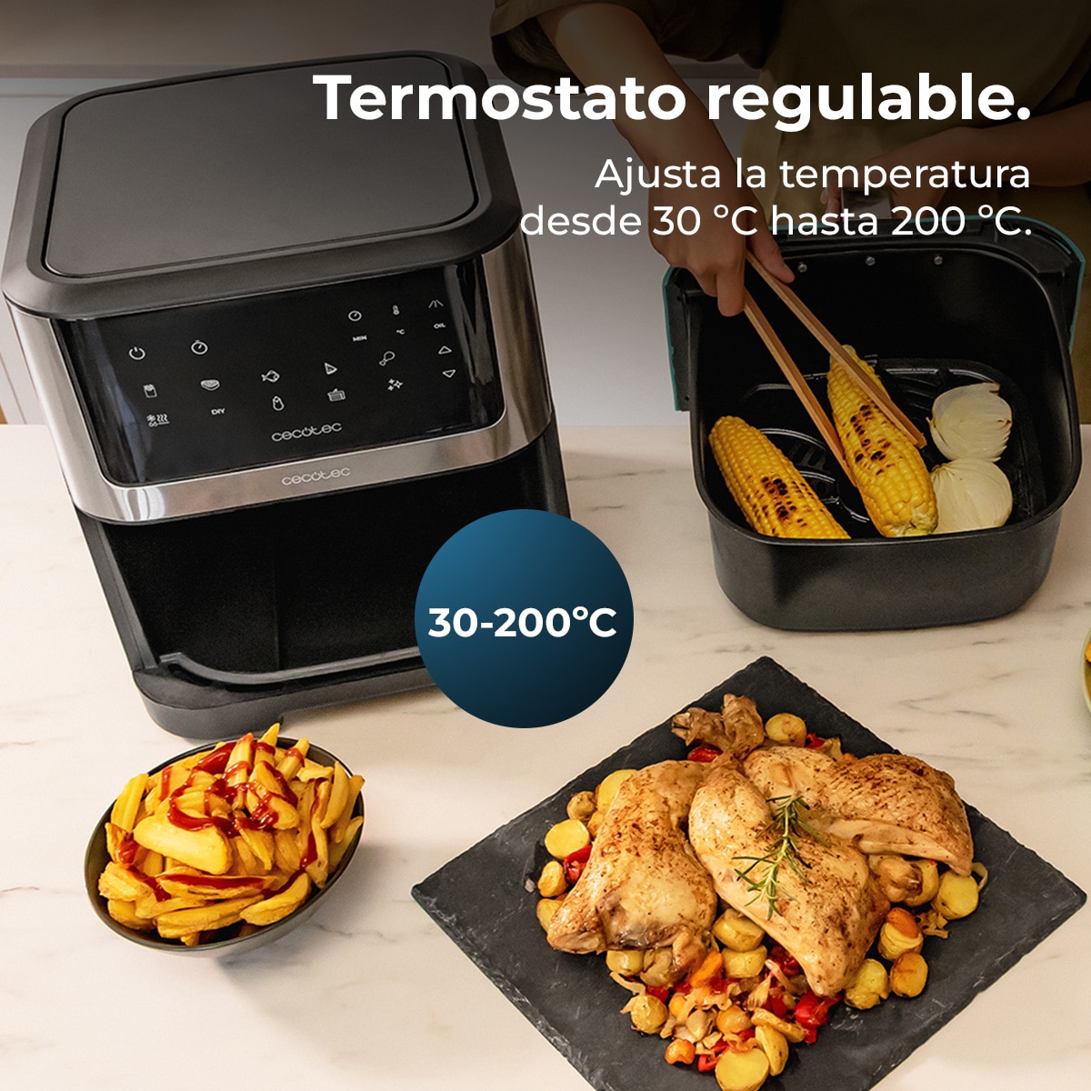 Freidora de aire sin aceite Cecotec doble Cecofry Supreme 8000 8L - Negro Negro-5