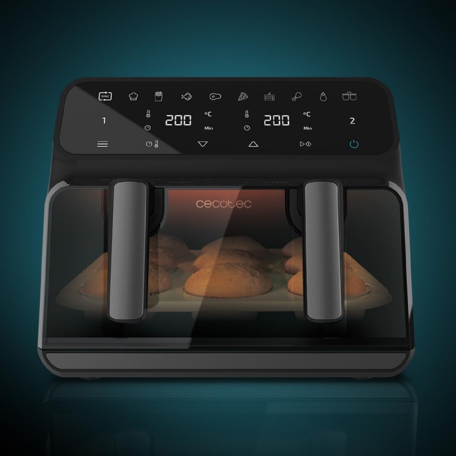 Freidora de aire sin aceite Cecotec doble Cecofry Advance 9000 Window 9L - Negro Negro-2