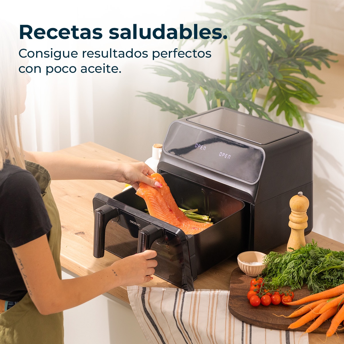 Freidora de aire sin aceite Cecotec doble Cecofry Advance 9000 Window 9L - Negro Negro-6