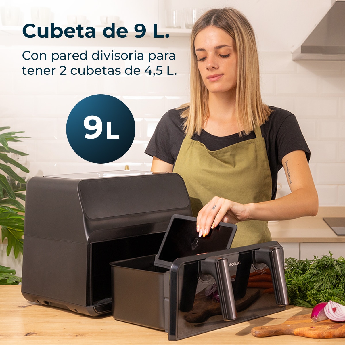 Freidora de aire sin aceite Cecotec doble Cecofry Advance 9000 Window 9L - Negro Negro-7