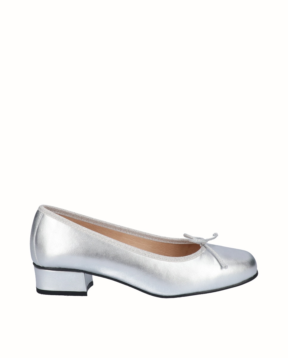 Bailarinas con tacón piel lisa - D'Chicas - Plata Plata-1