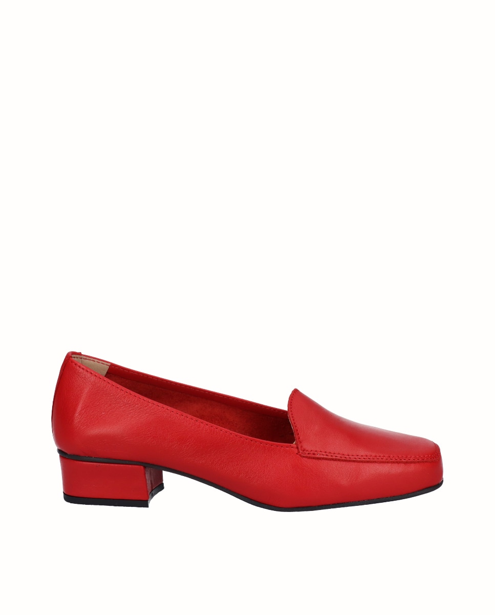 Zapatos de salón de mujer de piel lisa - Rojo Rojo-1
