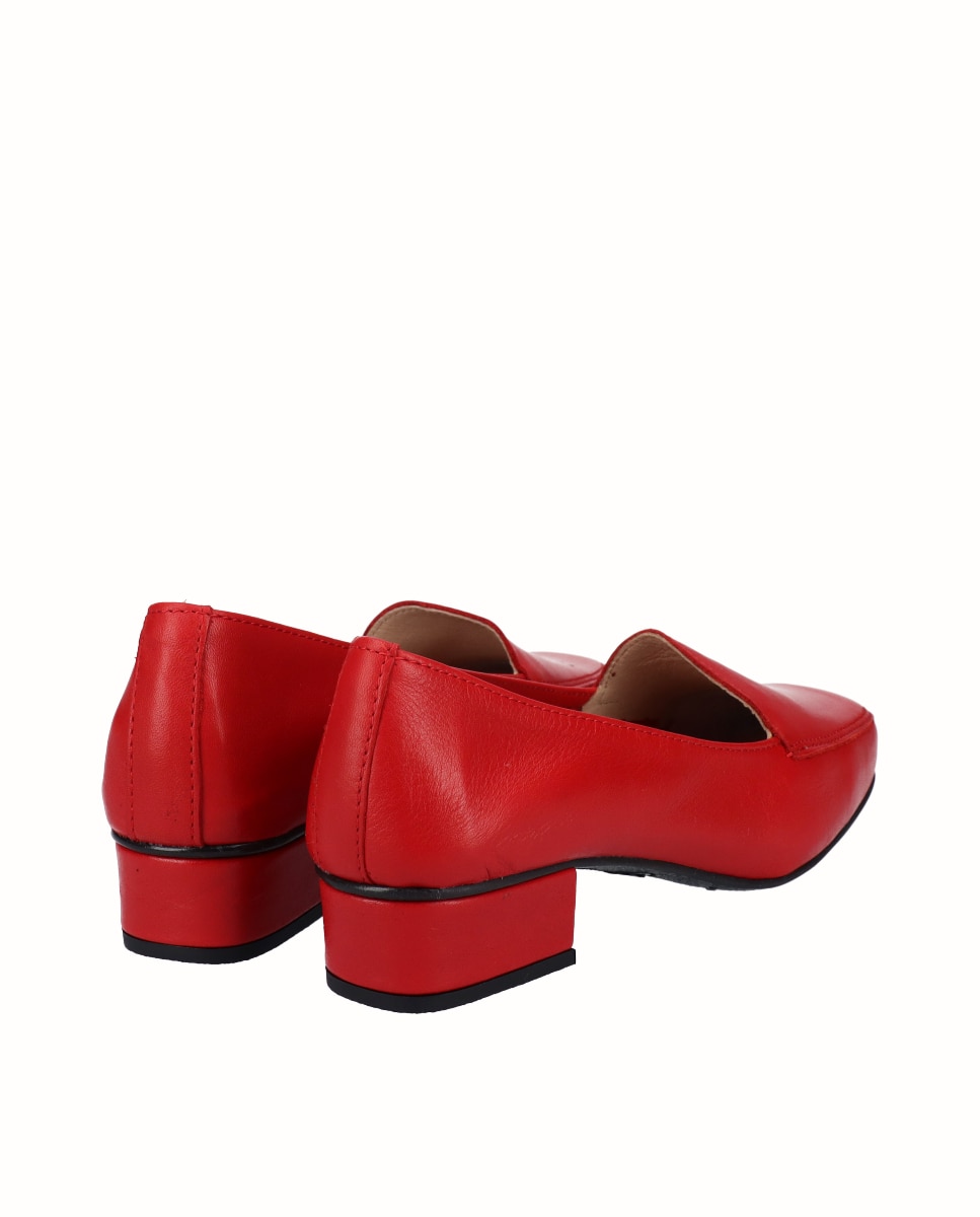 Zapatos de salón de mujer de piel lisa - Rojo Rojo-2