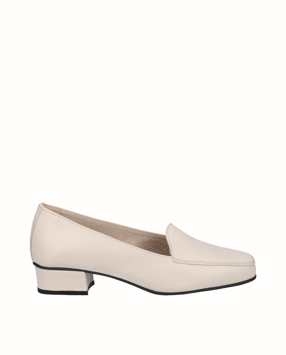 Zapatos de salón de mujer de piel lisa - D'Chicas - Beige Beige-1