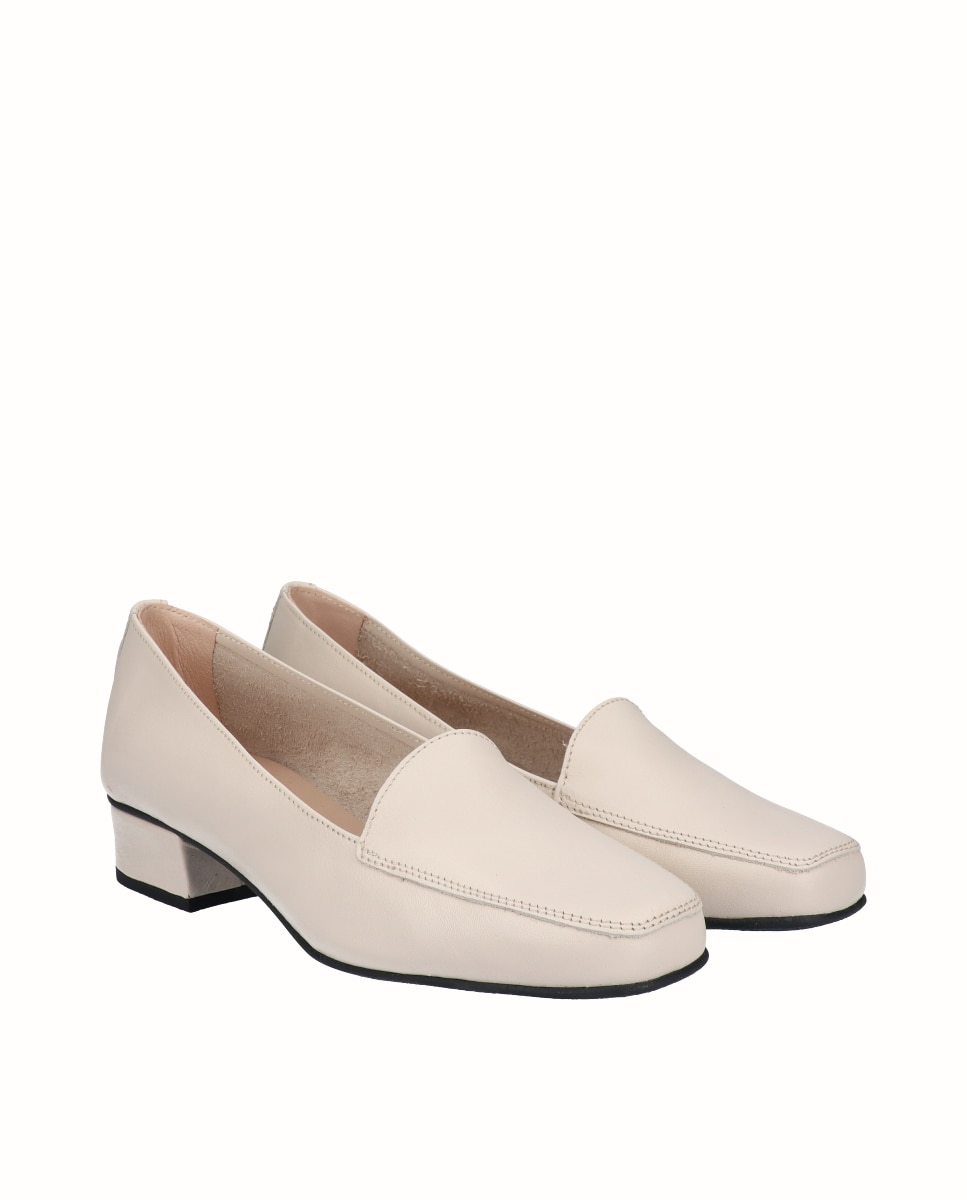 Zapatos de salón de mujer de piel lisa - D'Chicas - Beige Beige-3