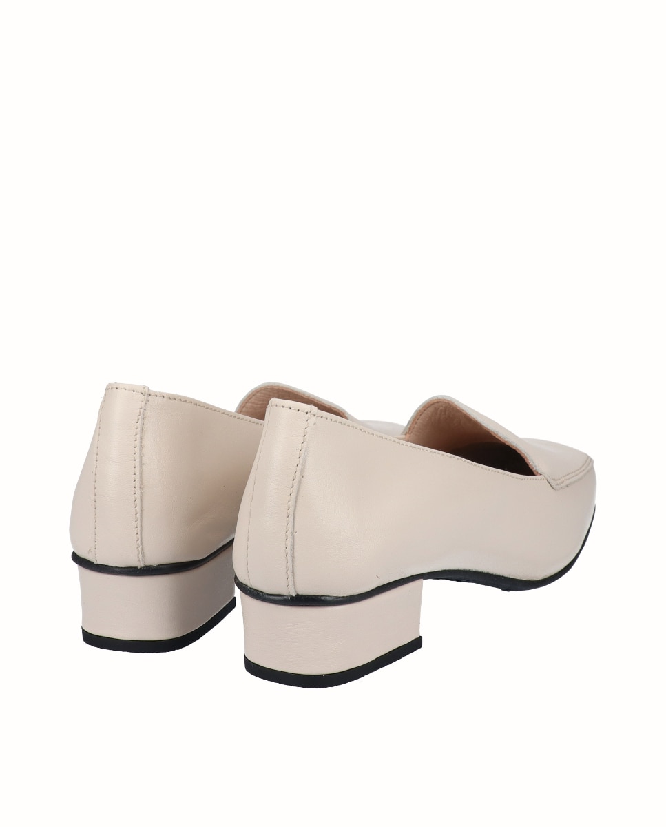 Zapatos de salón de mujer de piel lisa - D'Chicas - Beige Beige-2