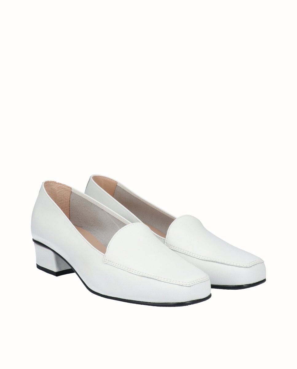 Zapatos de salón de mujer de piel lisa - D'Chicas - Blanco Blanco-3