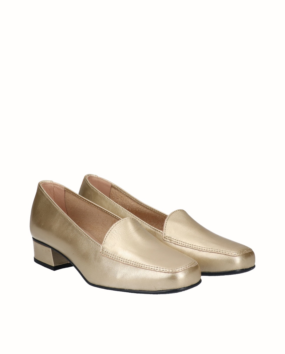 Zapatos de salón de mujer de piel lisa - D'Chicas - Oro Oro-3