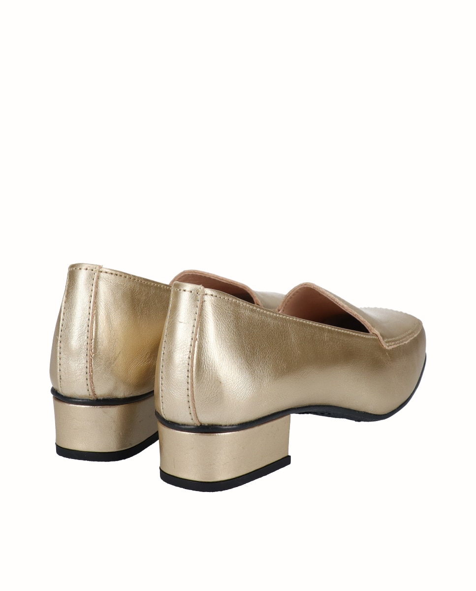 Zapatos de salón de mujer de piel lisa - D'Chicas - Oro Oro-2