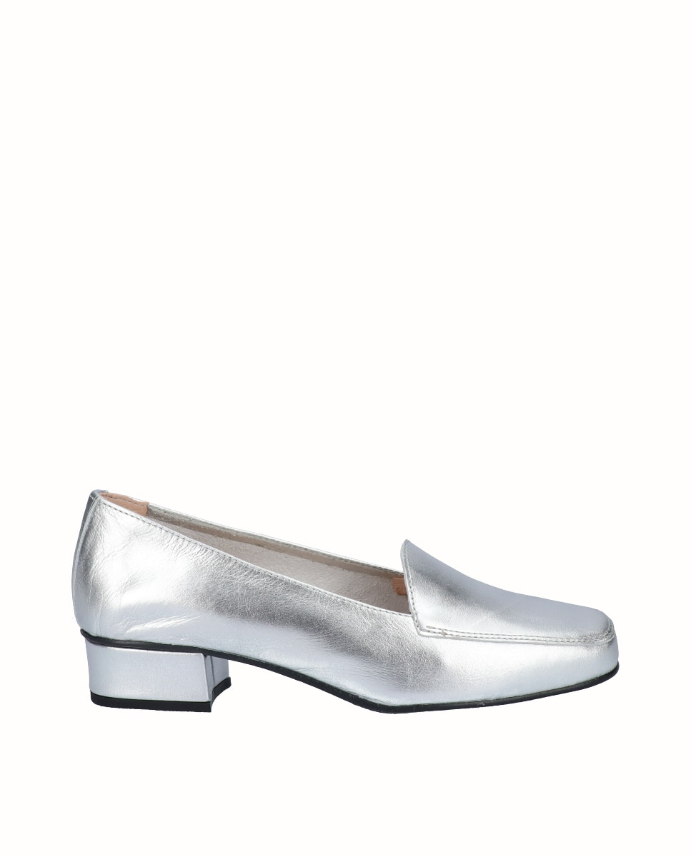 Zapatos de salón de mujer de piel lisa - D'Chicas - Plata Plata-1