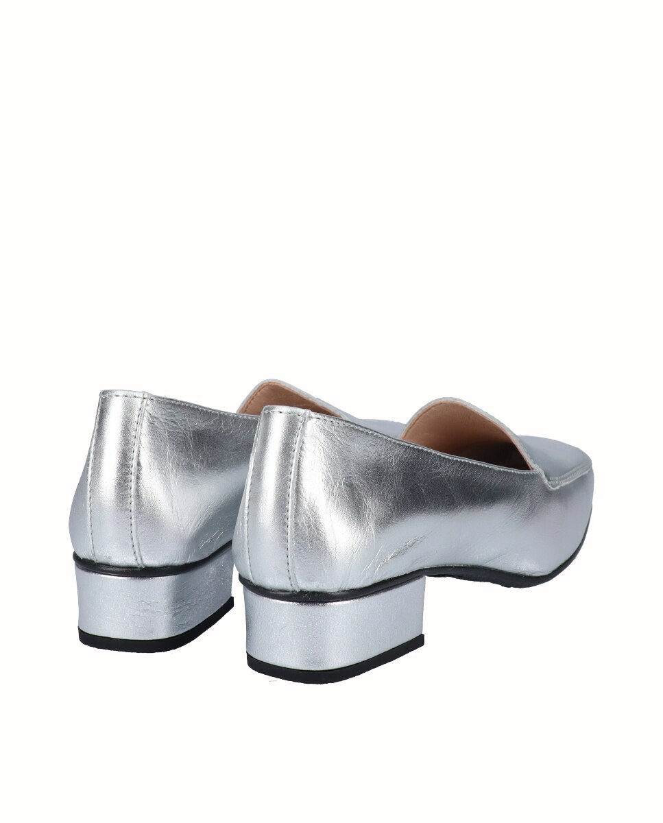 Zapatos de salón de mujer de piel lisa - D'Chicas - Plata Plata-2