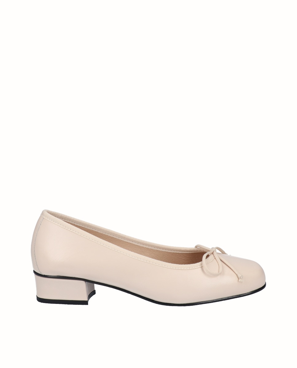 Bailarinas con tacón piel lisa - D'Chicas - Beige Beige-1