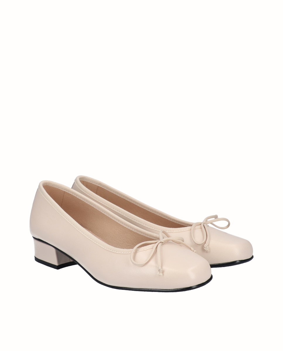 Bailarinas con tacón piel lisa - D'Chicas - Beige Beige-2