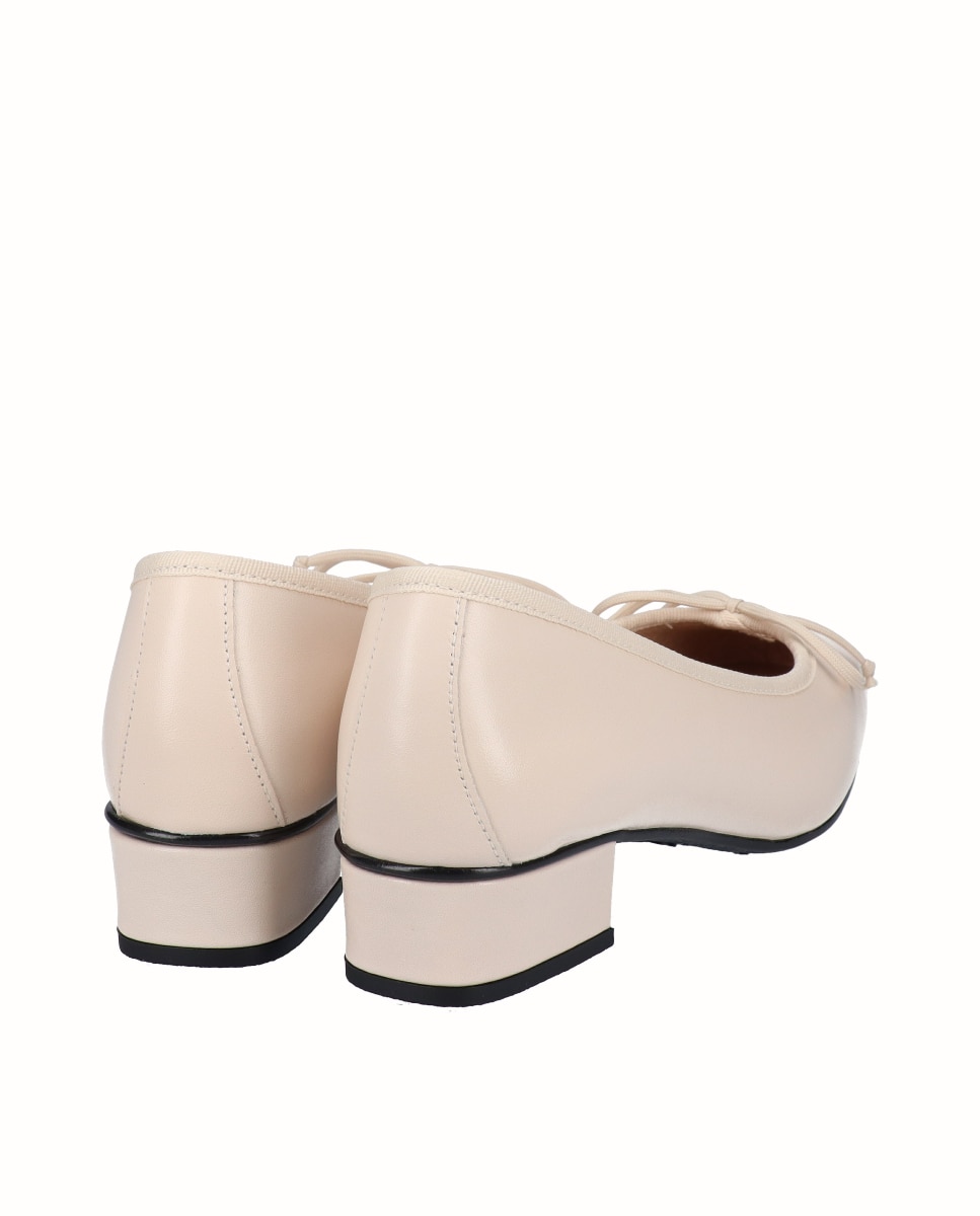 Bailarinas con tacón piel lisa - D'Chicas - Beige Beige-3