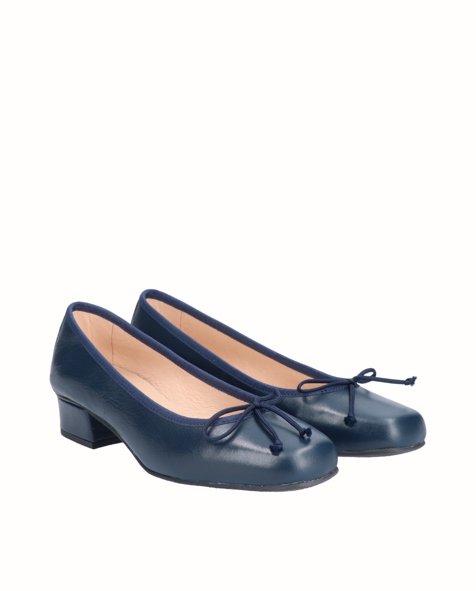 Bailarinas con tacón piel lisa - D'Chicas - Azul marino Azul marino-3