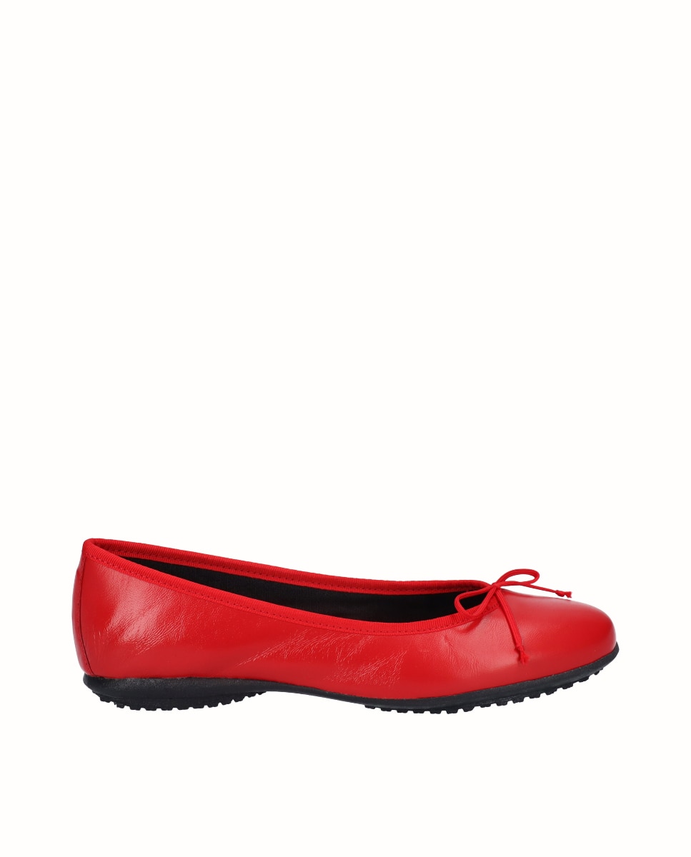 Bailarinas de mujer planas de piel - D'Chicas - Rojo Rojo-1