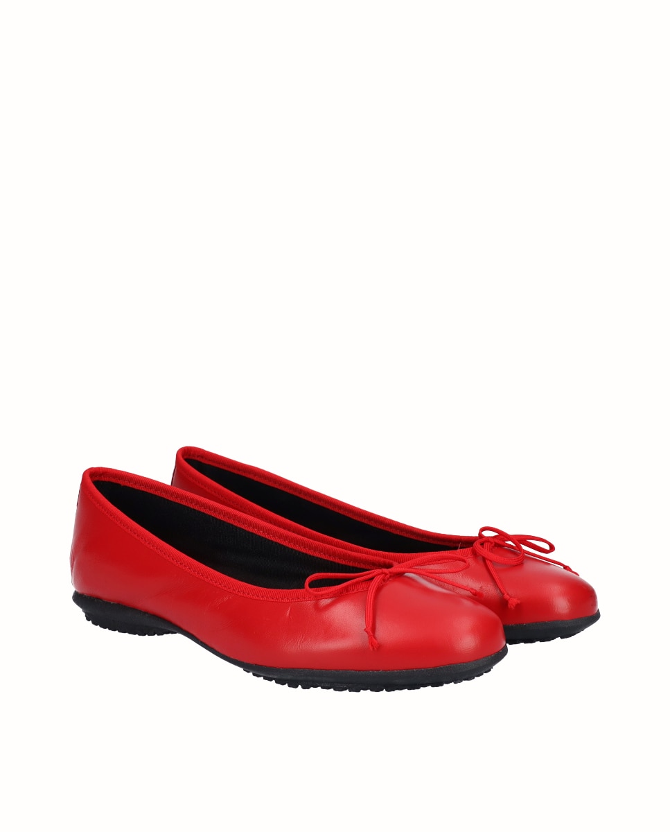 Bailarinas de mujer planas de piel - D'Chicas - Rojo Rojo-3
