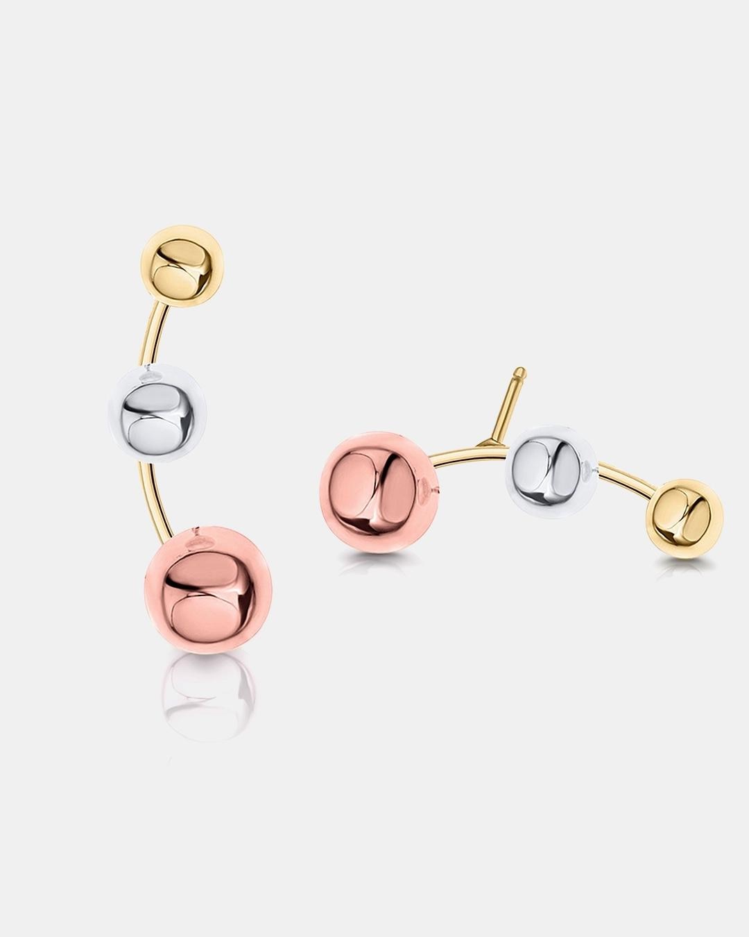 Pendientes trepadores tricolore en oro amarillo, rosa y blanco de 18 kt - MUMIT - Multicolor Multicolor-3