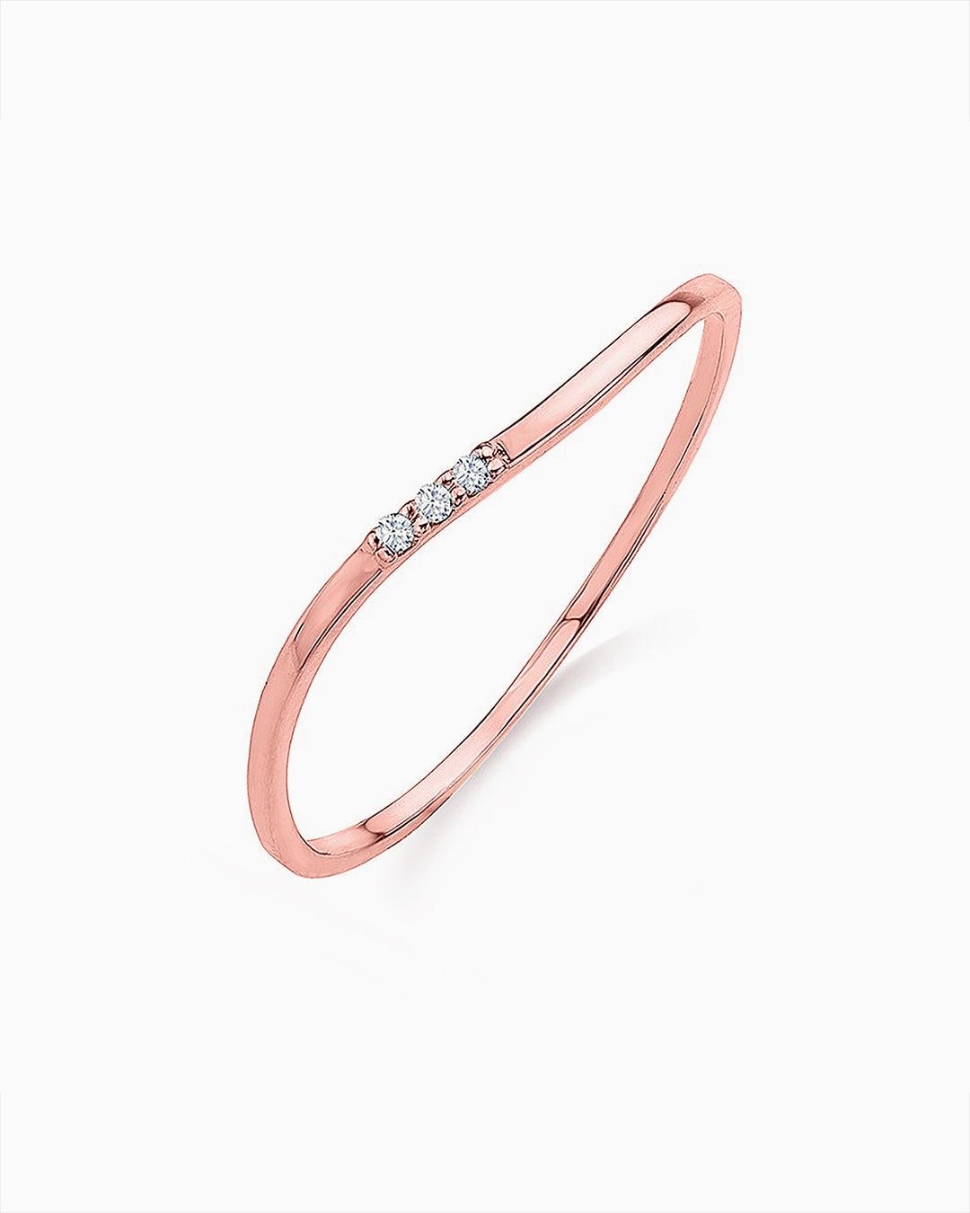 Imagen 1 de Sortija wave de diamantes en oro rosa de 18 kt - MUMIT - Dorado Dorado