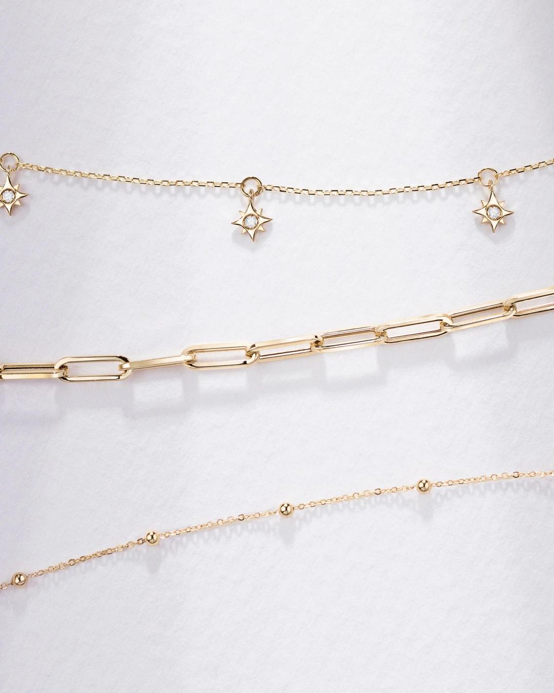 Cadena de bolitas diamantadas en oro amarillo de 18 kt - MUMIT - Dorado Dorado-4