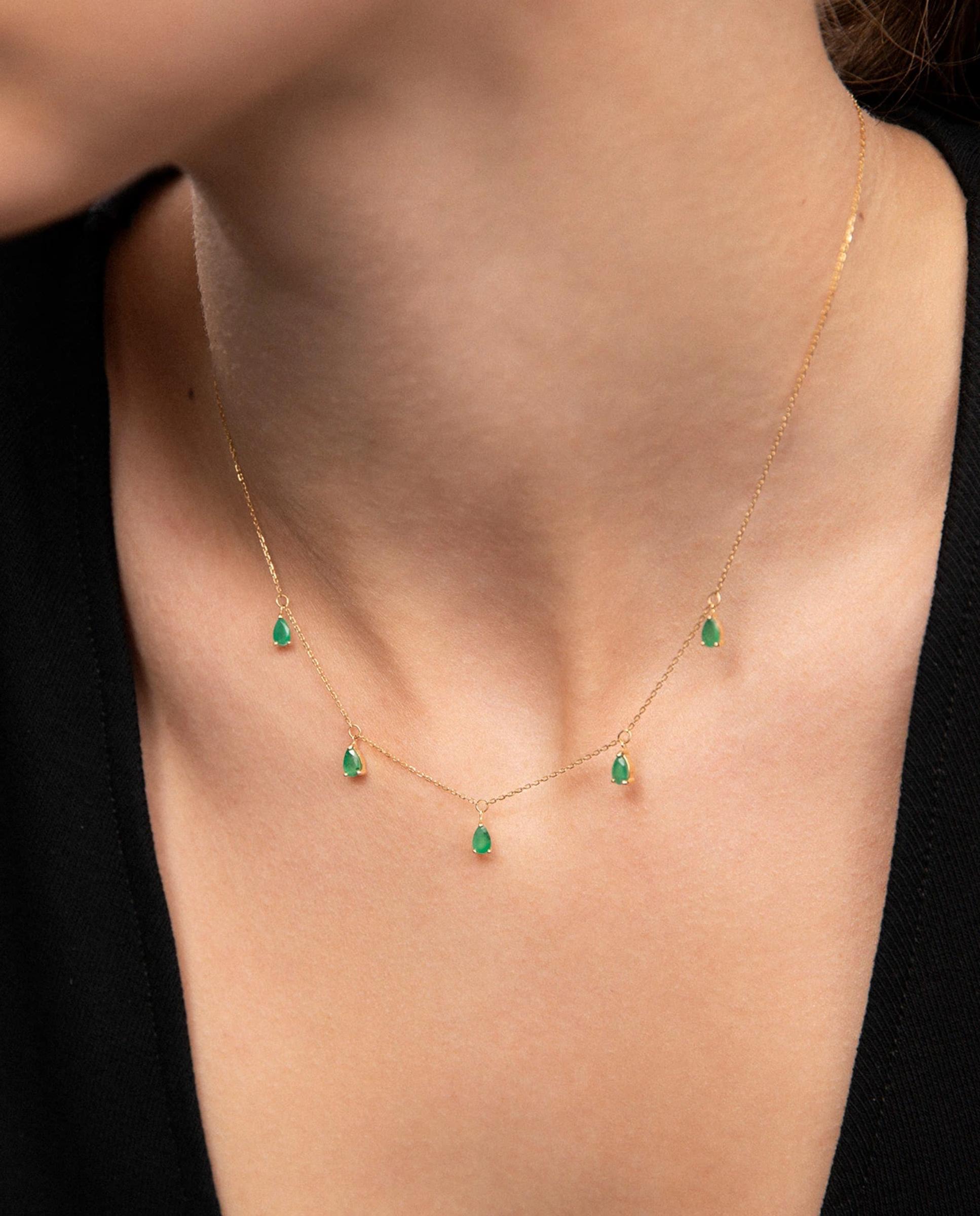 Choker eternity colors de esmeralda en oro amarillo de 18 kt - MUMIT - Verde Verde-1