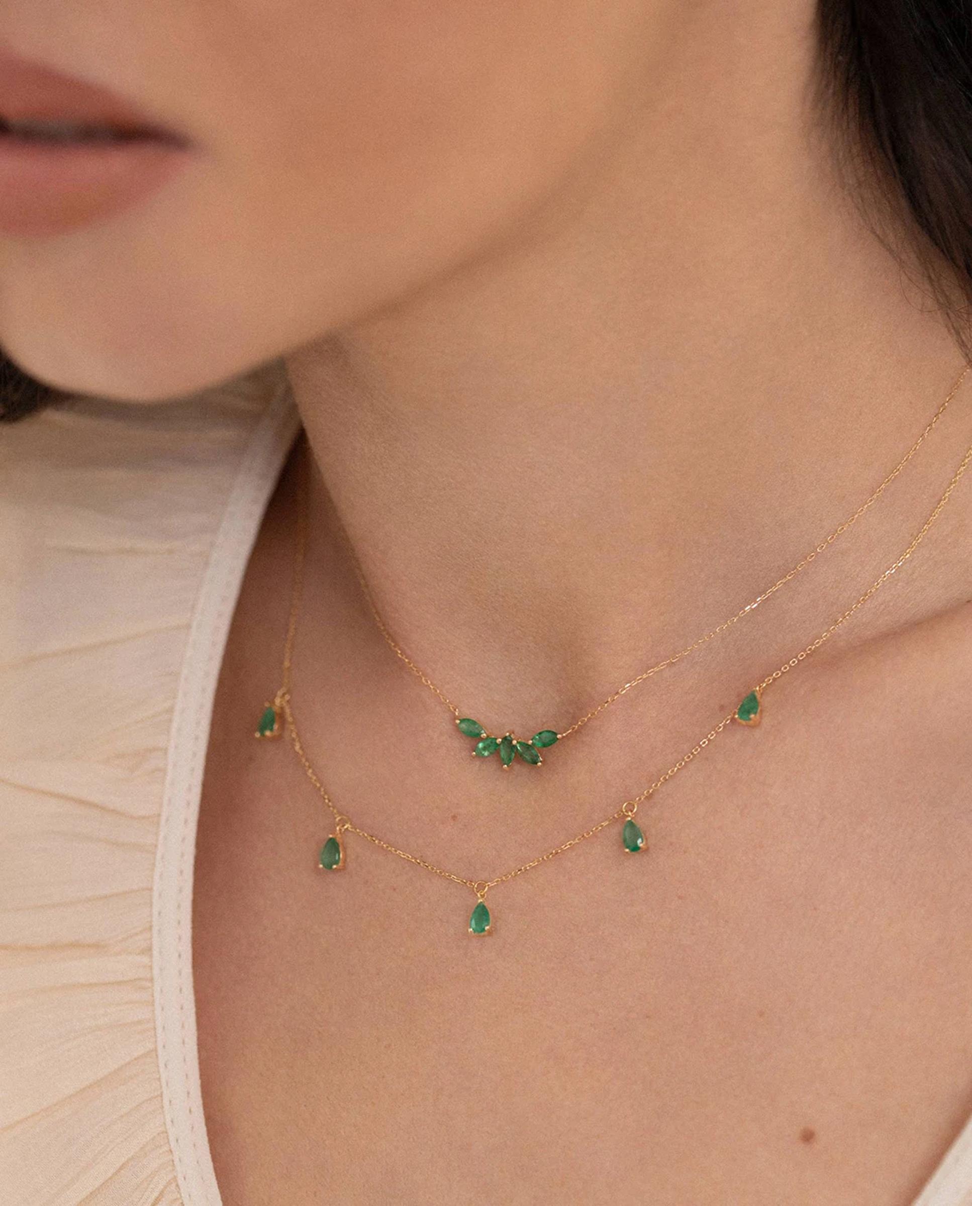 Choker eternity colors de esmeralda en oro amarillo de 18 kt - MUMIT - Verde Verde-2