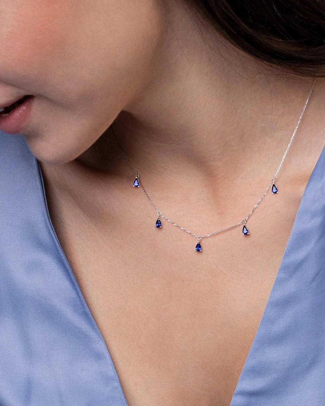 Choker eternity colors de zafiro en oro blanco de 18 kt - MUMIT - Azul Azul-2