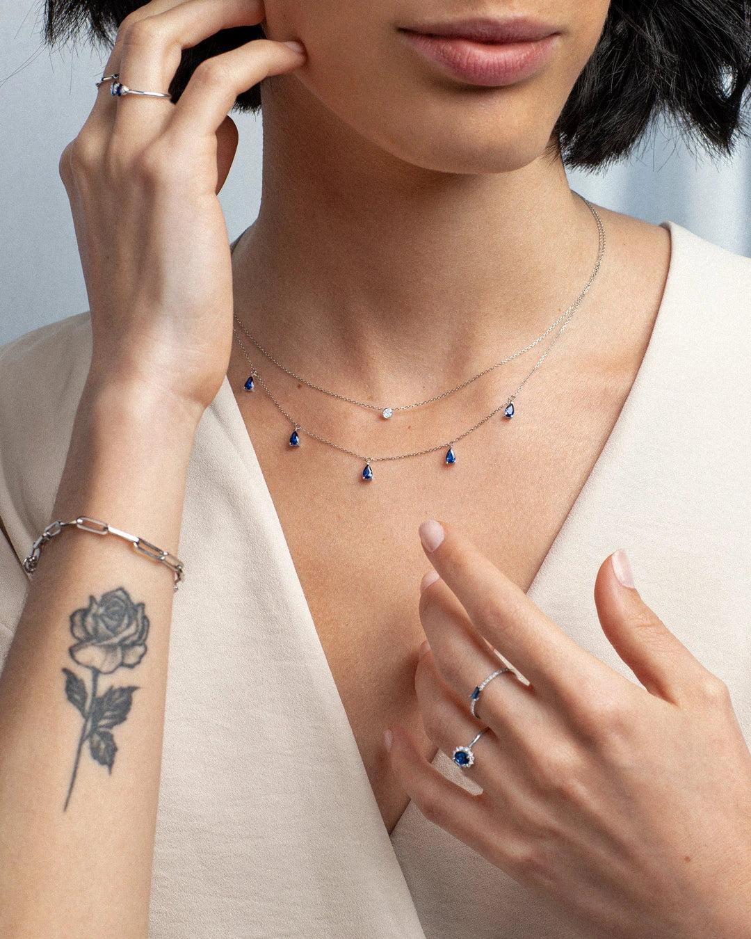 Choker eternity colors de zafiro en oro blanco de 18 kt - MUMIT - Azul Azul-3