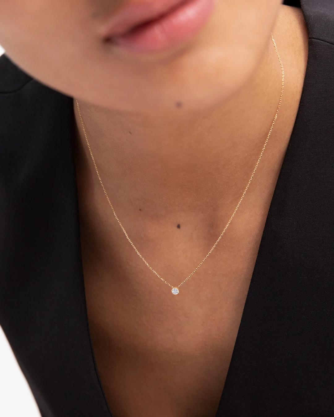 Gargantilla stud diamante en oro amarillo de 18 kt - MUMIT - Blanco Blanco-2