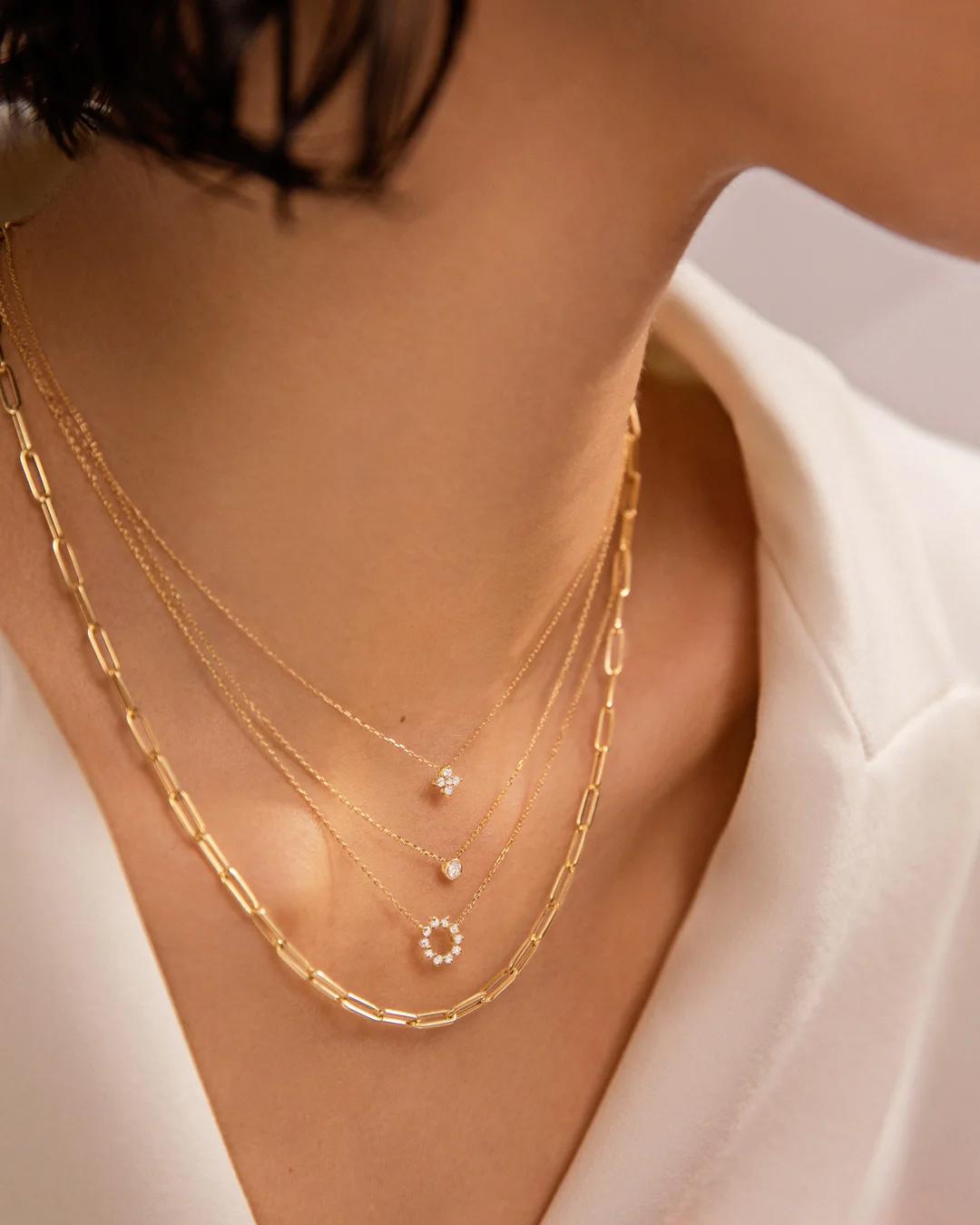 Gargantilla stud diamante en oro amarillo de 18 kt - MUMIT - Blanco Blanco-3