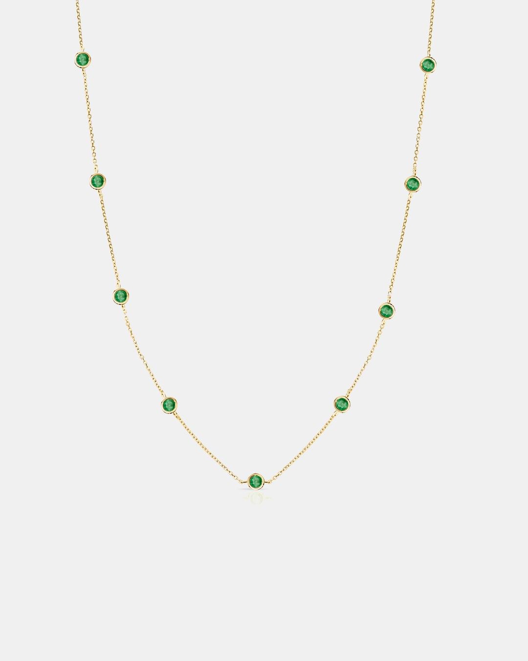 Gargantilla stud colors de esmeraldas en oro amarillo de 18 kt - MUMIT - Verde Verde-1