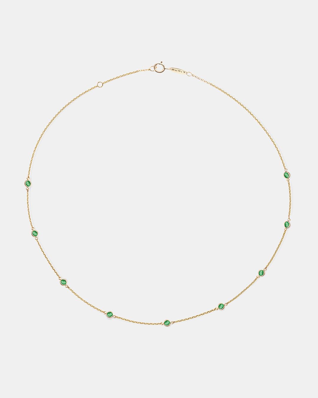 Gargantilla stud colors de esmeraldas en oro amarillo de 18 kt - MUMIT - Verde Verde-4