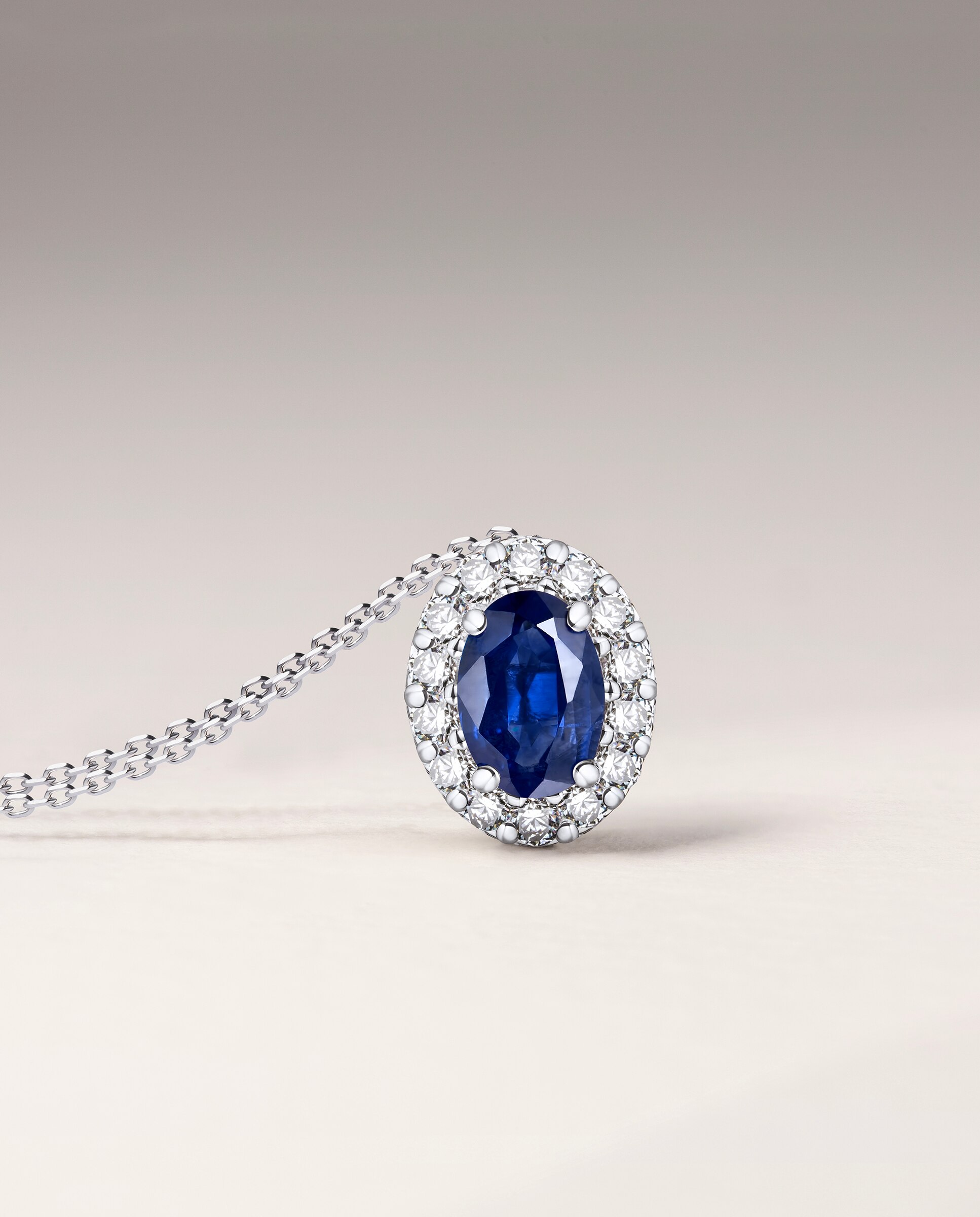 Cadena con colgante nicole de zafiro y diamantes en oro blanco de 18 kt - MUMIT - Zafiro Zafiro-4