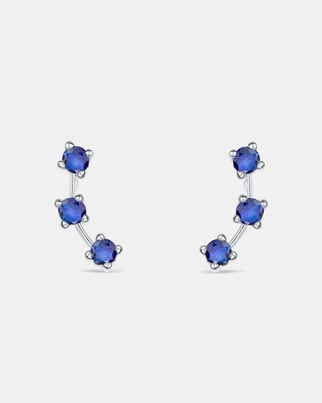 Pendientes trepadores essentials in colors zafiro en oro blanco de 18 kt - MUMIT - Azul Azul-1