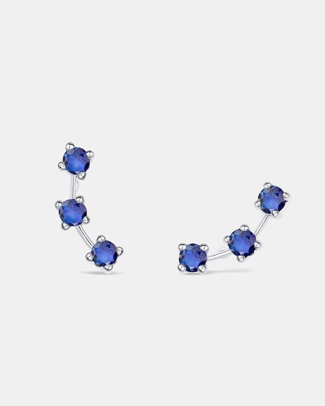 Pendientes trepadores essentials in colors zafiro en oro blanco de 18 kt - MUMIT - Azul Azul-4