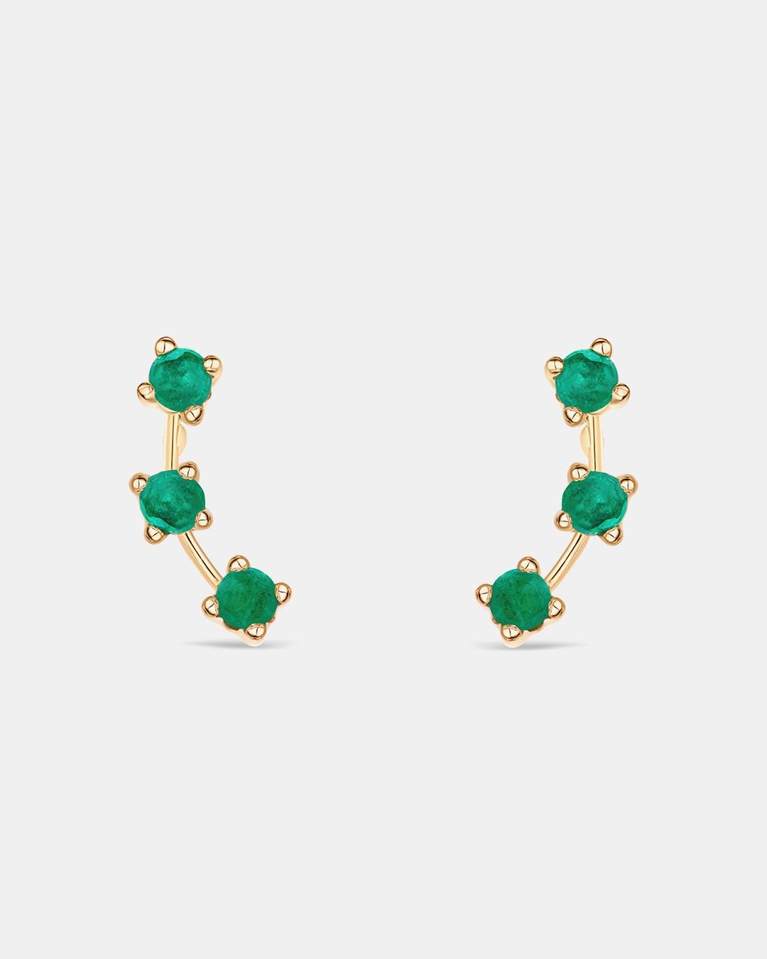 Pendientes trepadores essentials in colors esmeralda en oro amarillo de 18 kt - MUMIT - Verde Verde-1