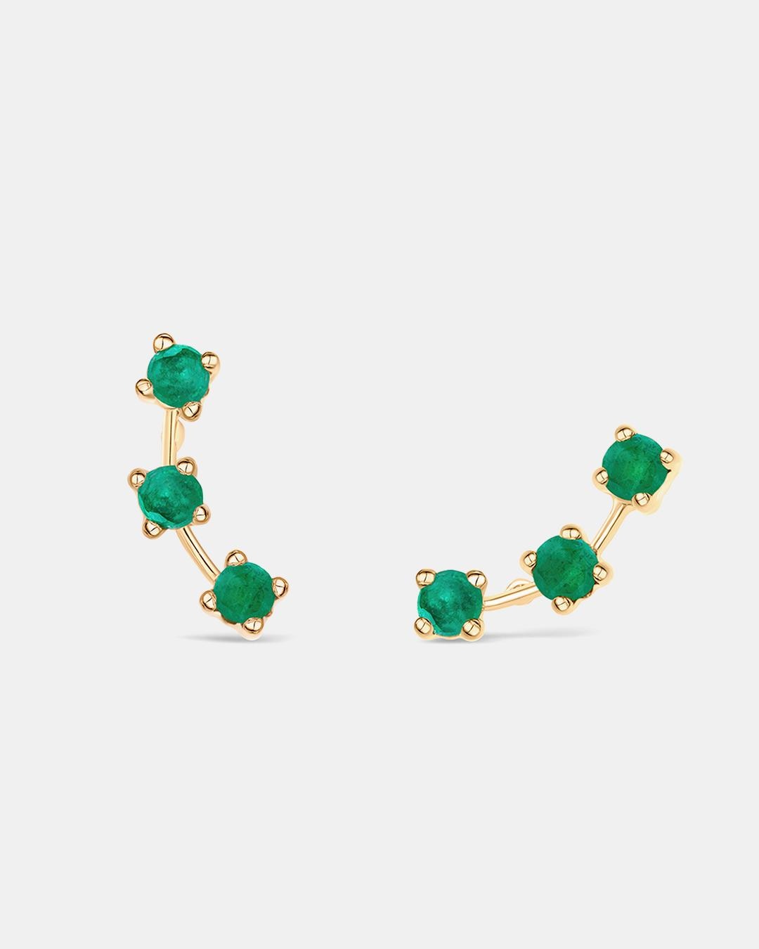Pendientes trepadores essentials in colors esmeralda en oro amarillo de 18 kt - MUMIT - Verde Verde-4