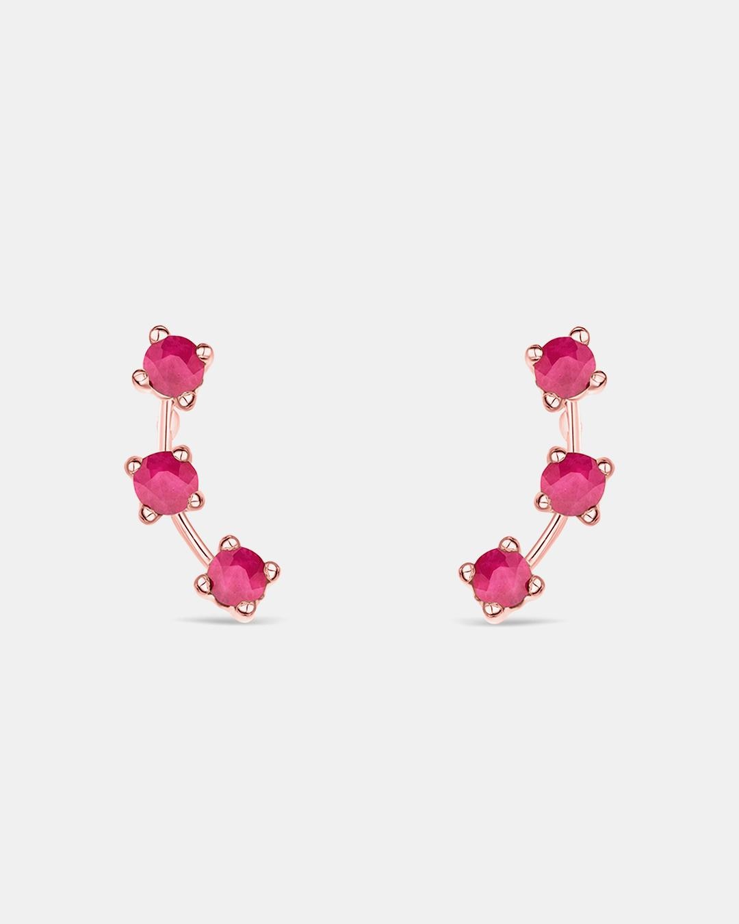 Pendientes trepadores essentials in colors rubí en oro rosa de 18 kt - MUMIT - Rubí Rubí-1