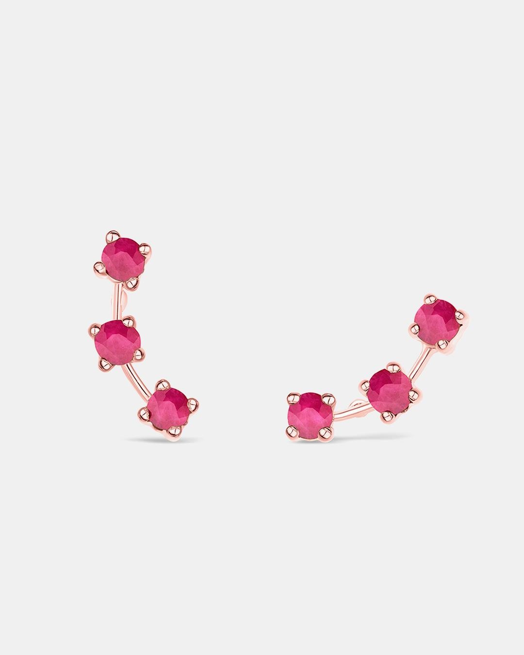 Pendientes trepadores essentials in colors rubí en oro rosa de 18 kt - MUMIT - Rubí Rubí-3