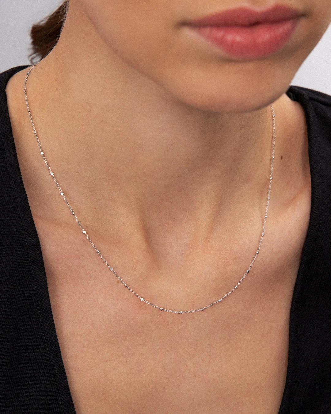 Cadena de bolitas diamantadas en oro blanco de 18 kt - MUMIT - Plata Plata-2