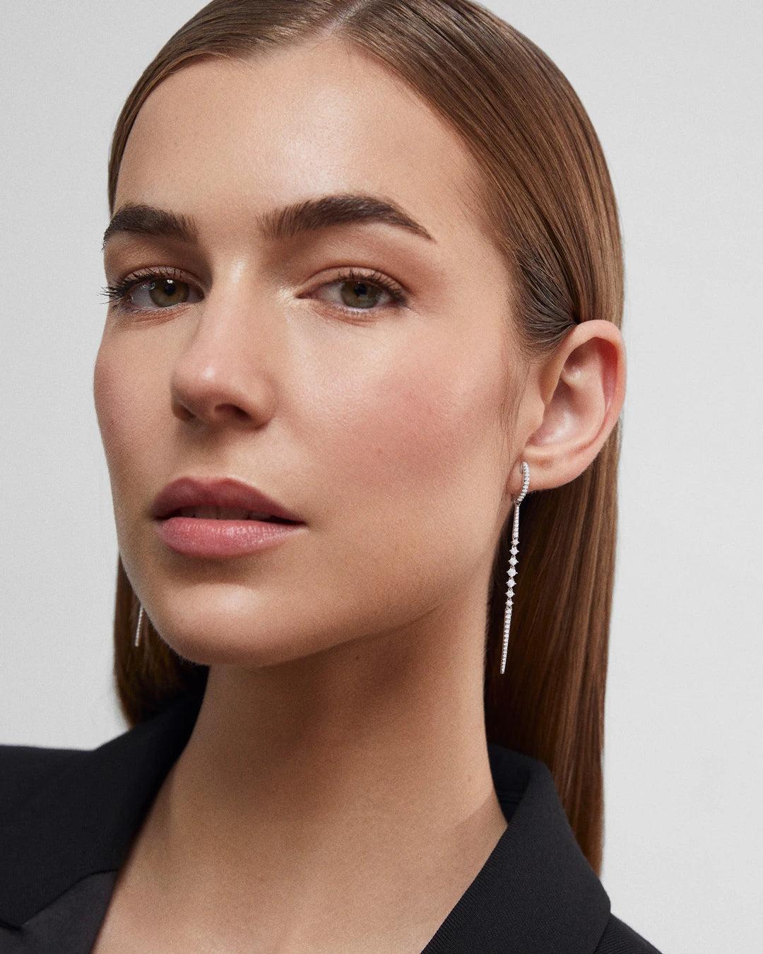 Pendientes lynn de diamantes en oro de 18 kt - MUMIT - Blanco Blanco-2
