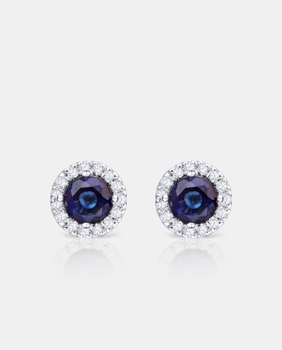 Imagen 4 de Pendientes anette de zafiro y diamantes en oro blanco de 18 kt - MUMIT - Zafiro Zafiro