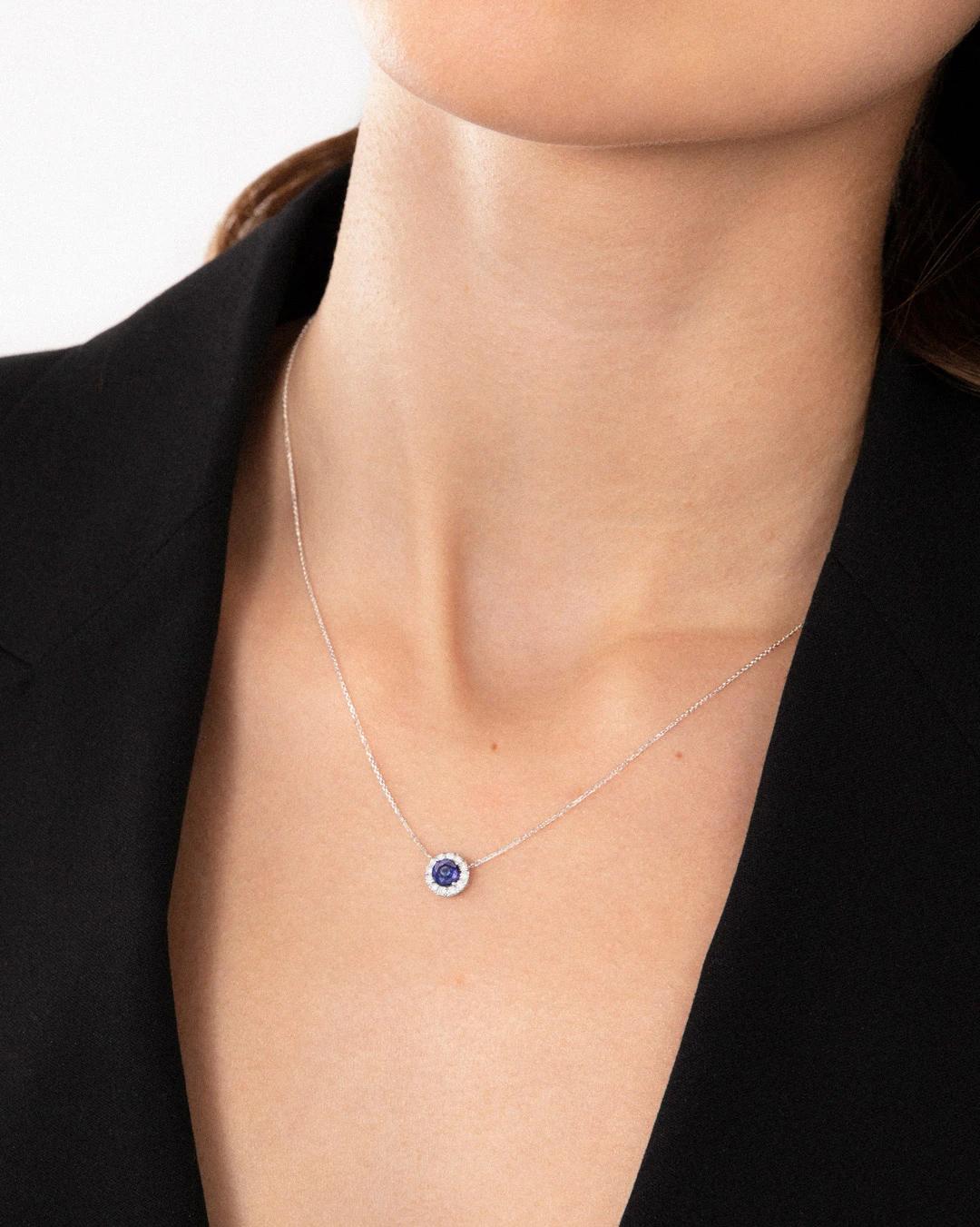 Gargantilla anette de zafiro y diamantes en oro blanco de 18 kt - MUMIT - Azul Azul-2