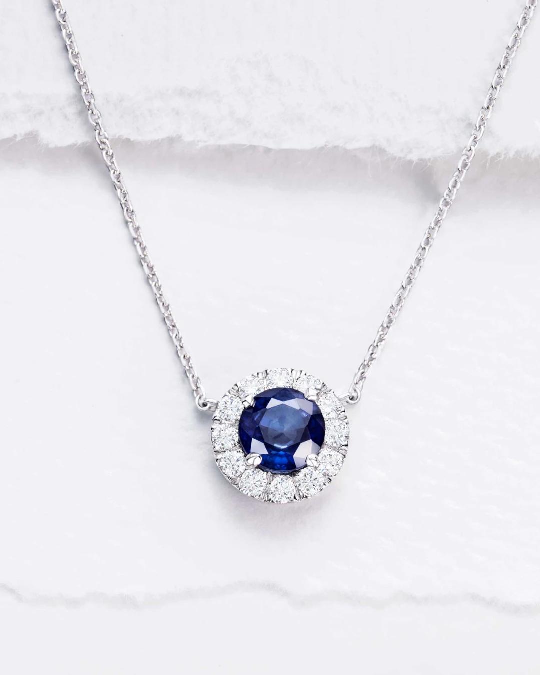 Gargantilla anette de zafiro y diamantes en oro blanco de 18 kt - MUMIT - Azul Azul-5