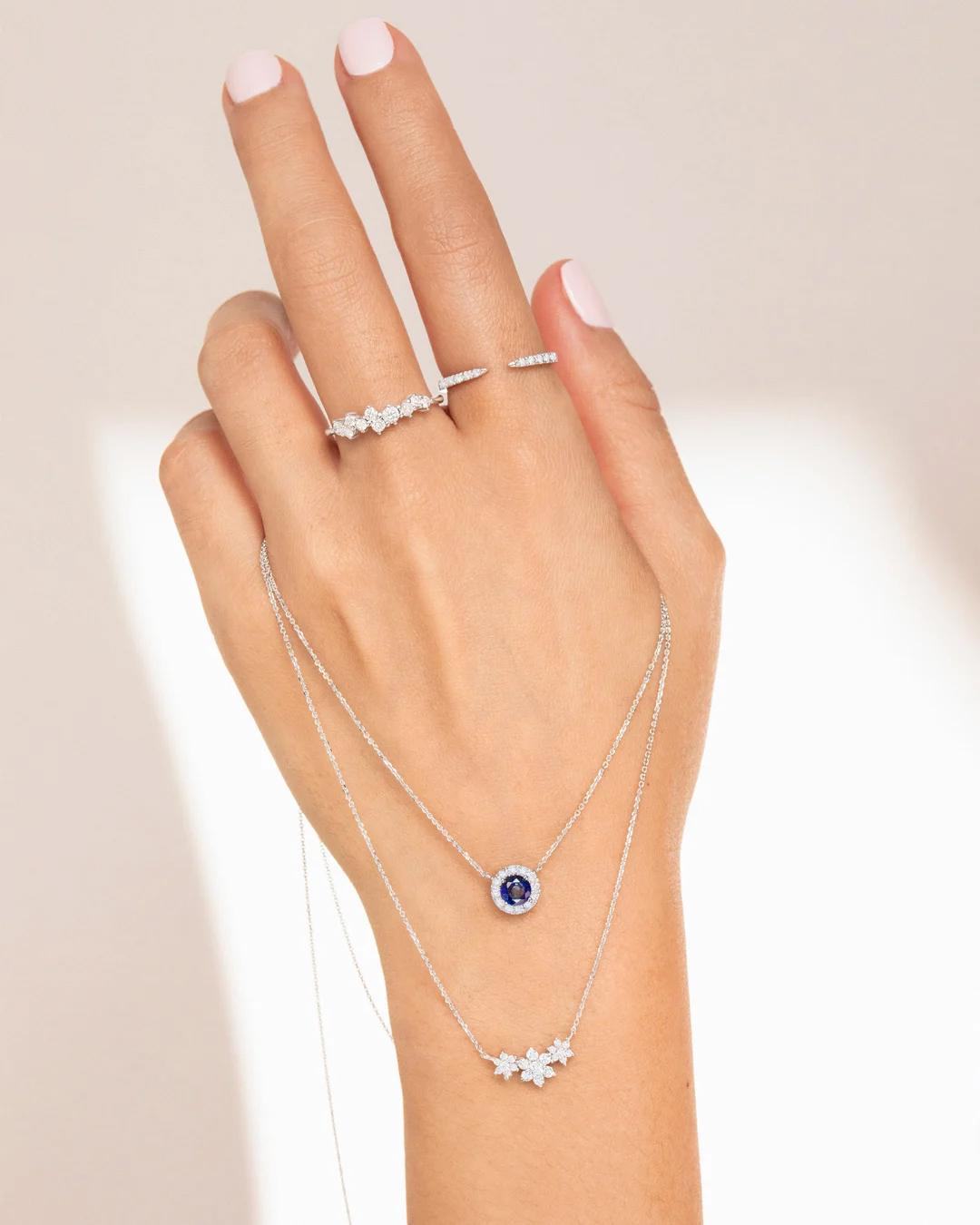 Gargantilla anette de zafiro y diamantes en oro blanco de 18 kt - MUMIT - Azul Azul-6